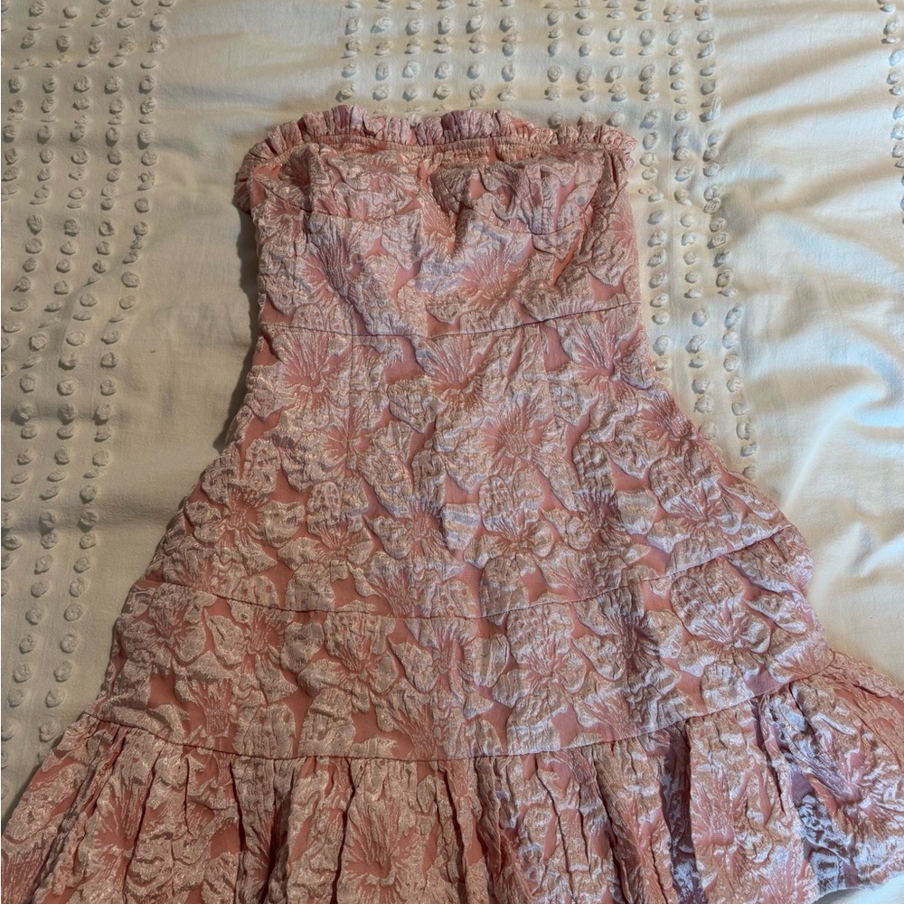 Pink Floral Textured Dress